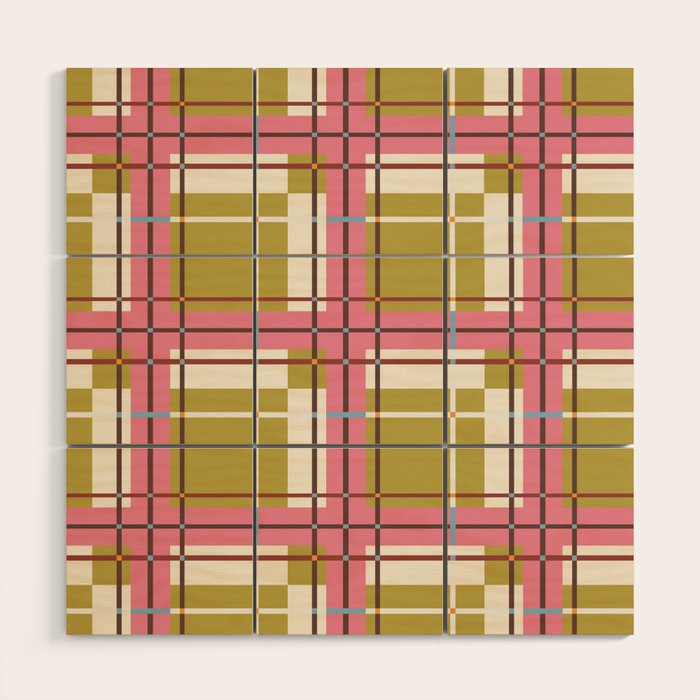 Bold Checked Design Wood Wall Art Gallery Image 1