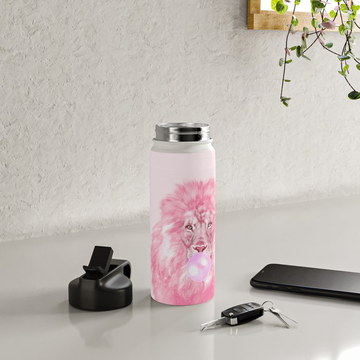 Lion Chewing Bubble Gum in Pink Water Bottle Gallery Image 5