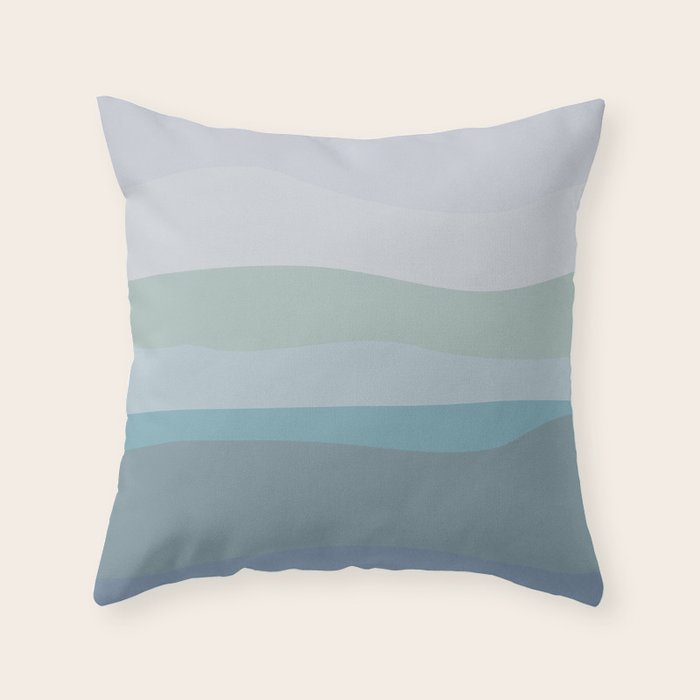 Calming Ocean Waves in Soft Dusty Pastels Throw Pillow Gallery Image 1