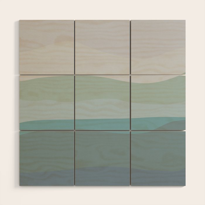 Calming Ocean Waves in Soft Dusty Pastels Wood Wall Art Gallery Image 1