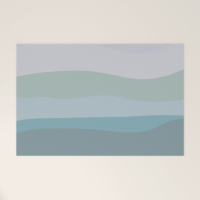 Calming Ocean Waves in Soft Dusty Pastels Welcome Mat Gallery Image 1