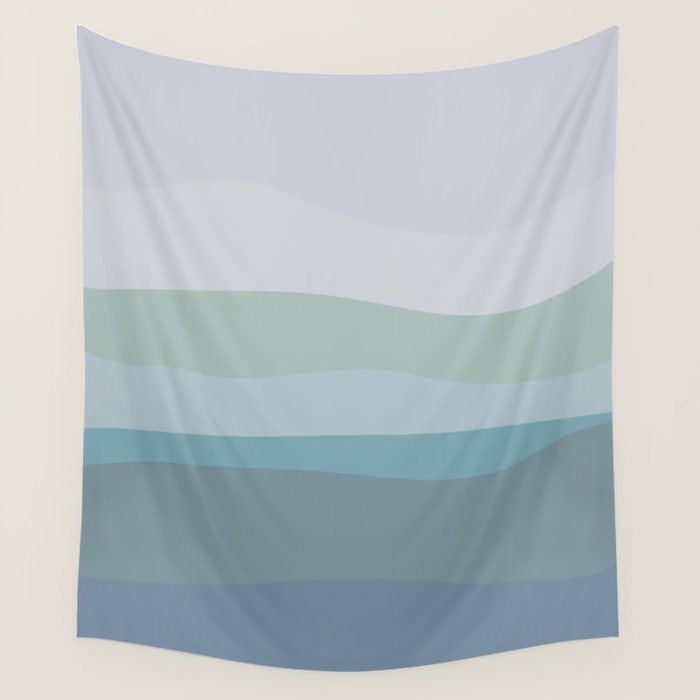 Calming Ocean Waves in Soft Dusty Pastels Wall Tapestry Gallery Image 4