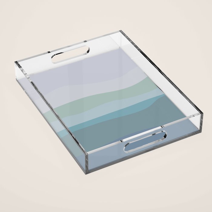 Calming Ocean Waves in Soft Dusty Pastels Acrylic Tray Gallery Image 1