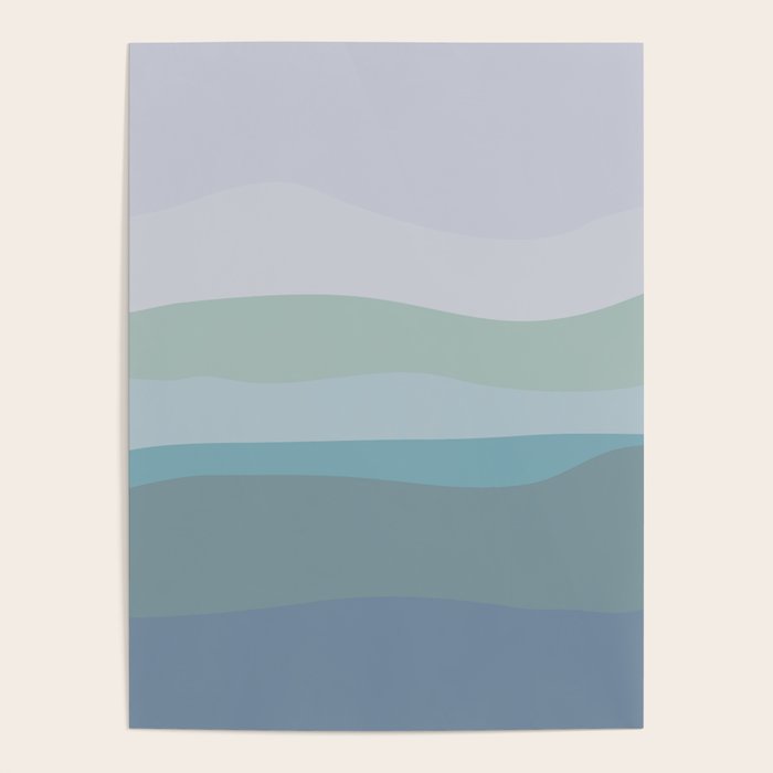 Calming Ocean Waves in Soft Dusty Pastels Poster Gallery Image 4
