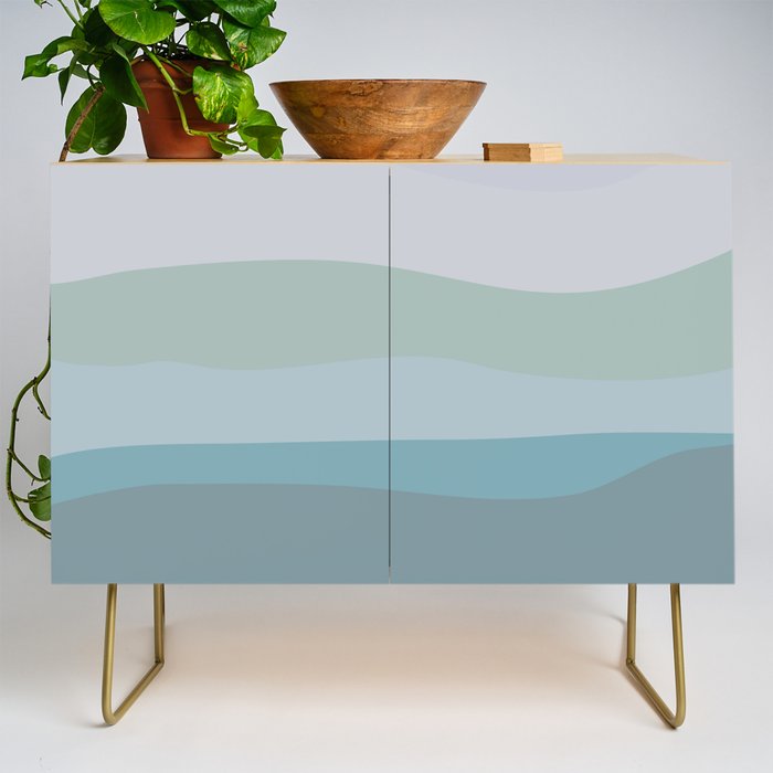 Calming Ocean Waves in Soft Dusty Pastels Credenza Gallery Image 1