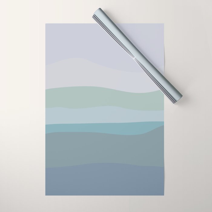 Calming Ocean Waves in Soft Dusty Pastels Wrapping Paper Gallery Image 1