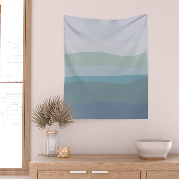 Calming Ocean Waves in Soft Dusty Pastels Wall Tapestry Gallery Image 2