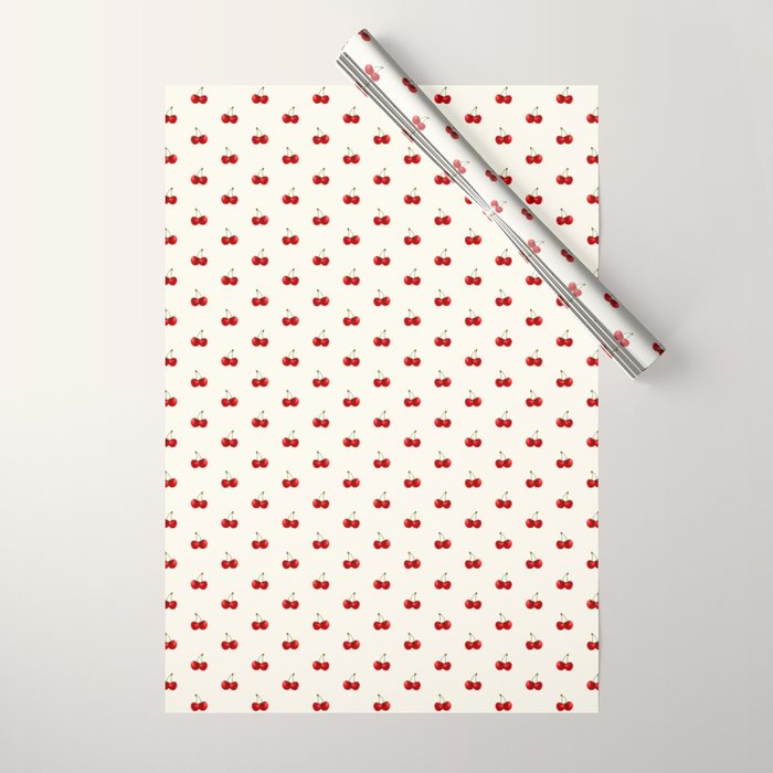 Y2K Cherries - Creme Pattern Miniature Wrapping Paper Gallery Image 1