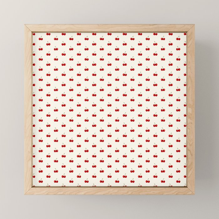 Y2K Cherries - Creme Pattern Miniature Mini Art Print Gallery Image 1