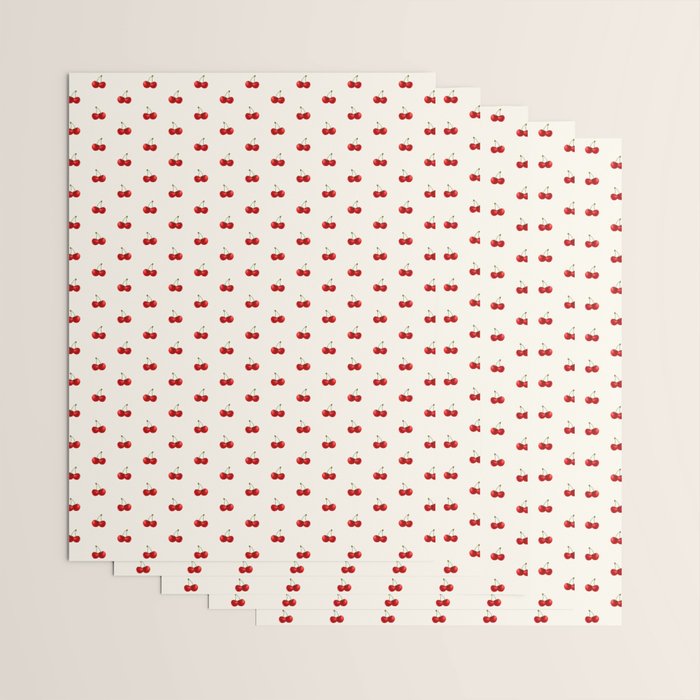 Y2K Cherries - Creme Pattern Miniature Wrapping Paper Gallery Image 3