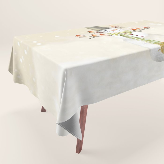 Snowman and Birds Tablecloth Gallery Image 1