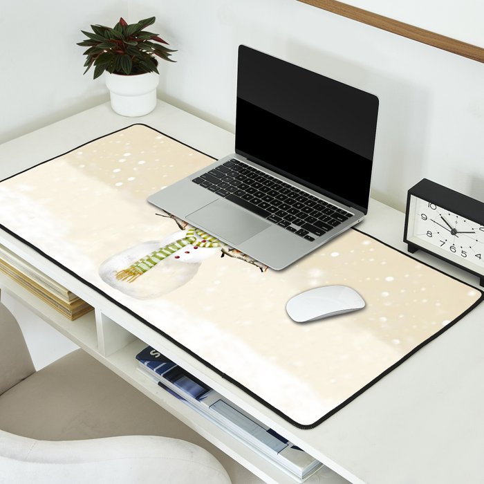 Snowman and Birds Desk Mat Gallery Image 2