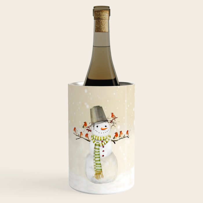 Snowman and Birds Wine Chiller Gallery Image 1