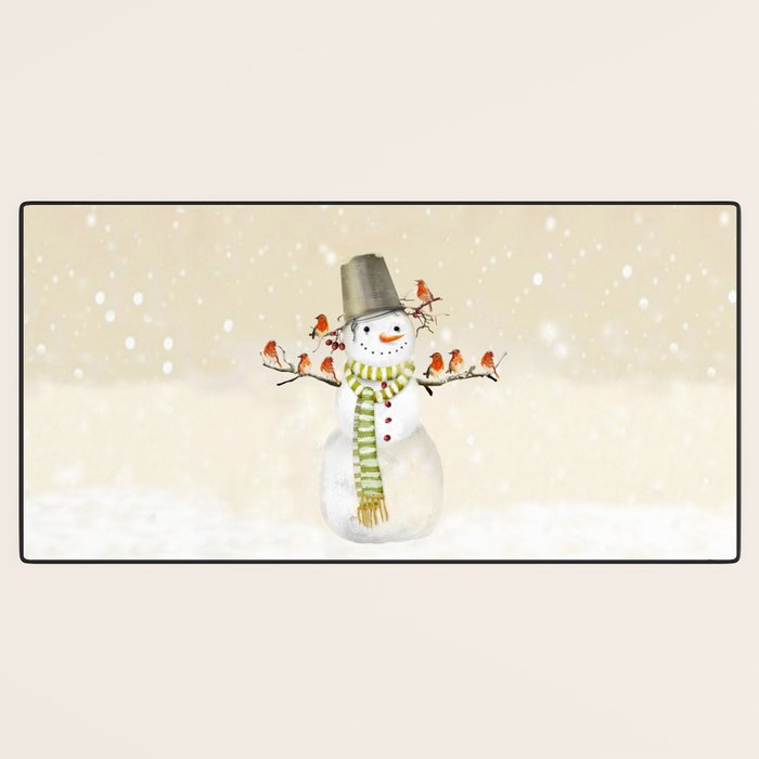 Snowman and Birds Desk Mat Gallery Image 3