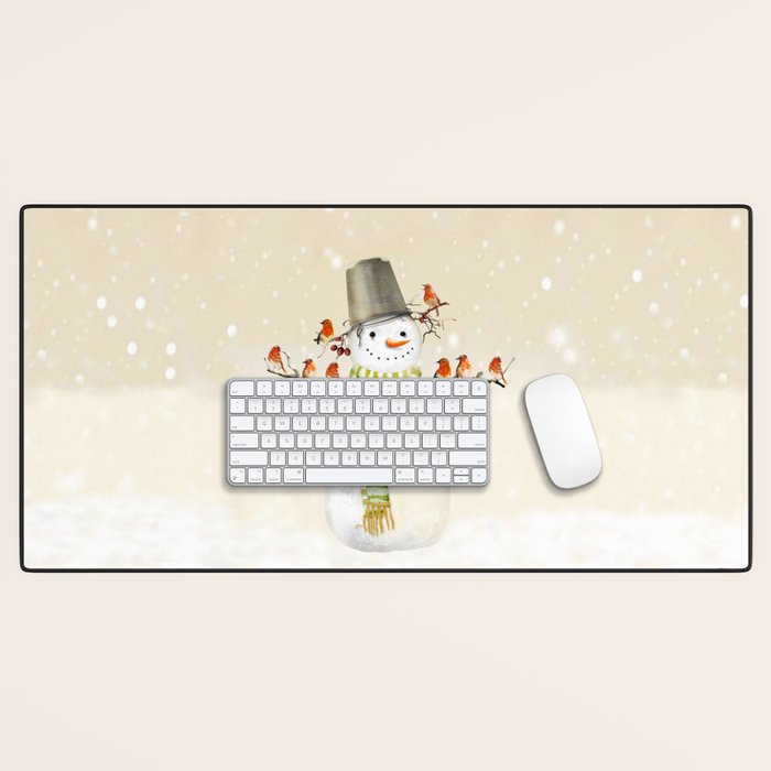 Snowman and Birds Desk Mat Gallery Image 1
