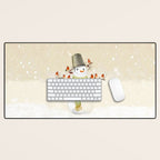 Snowman and Birds Desk Mat Gallery Image 1