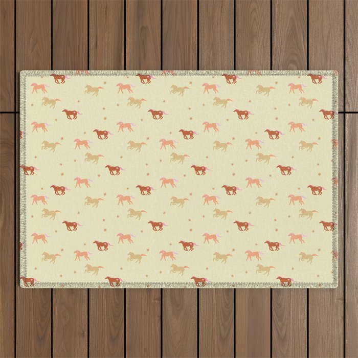 Herd of Wild West horses pattern Outdoor Rug Gallery Image 1