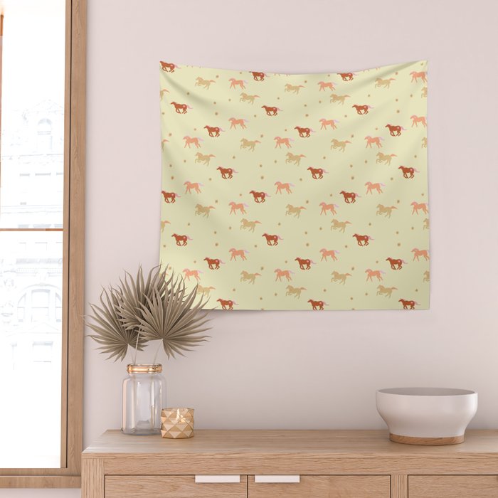 Herd of Wild West horses pattern Wall Tapestry Gallery Image 2