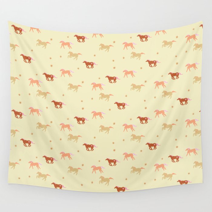 Herd of Wild West horses pattern Wall Tapestry Gallery Image 4