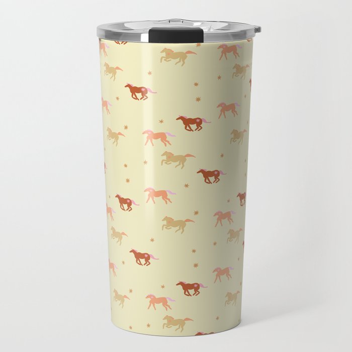 Herd of Wild West horses pattern Travel Mug Gallery Image 1