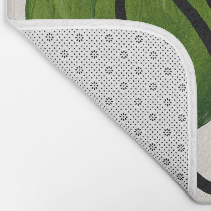 Mid Century Modern Abstract Colorful Art Patterns Olive Green Yellow Ochre Orbit Geometric Objects Bath Mat Gallery Image 2