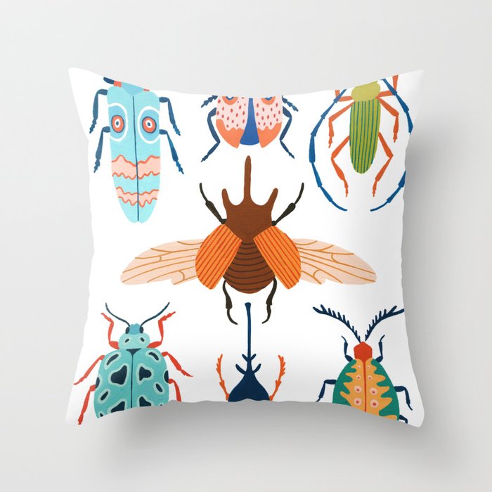 Patterned Beetles Throw Pillow Gallery Image 6