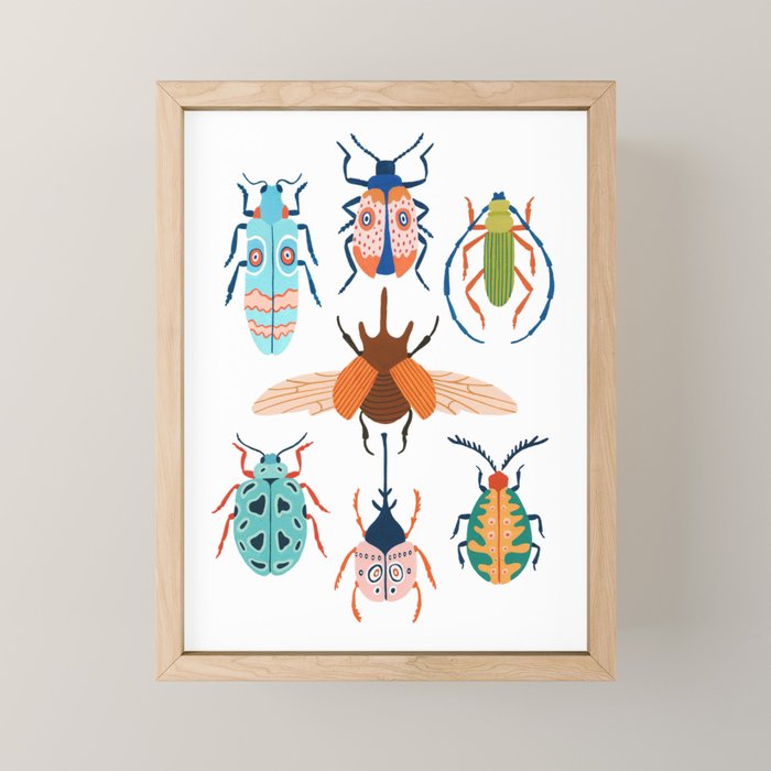 Patterned Beetles Mini Art Print Gallery Image 1