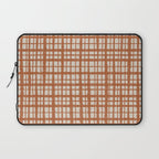 Retro Watercolor Plaid Painted Stripe Pattern in Clay and Putty Laptop Sleeve Gallery Image 1