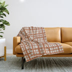Retro Watercolor Plaid Painted Stripe Pattern in Clay and Putty Throw Blanket Gallery Image 1
