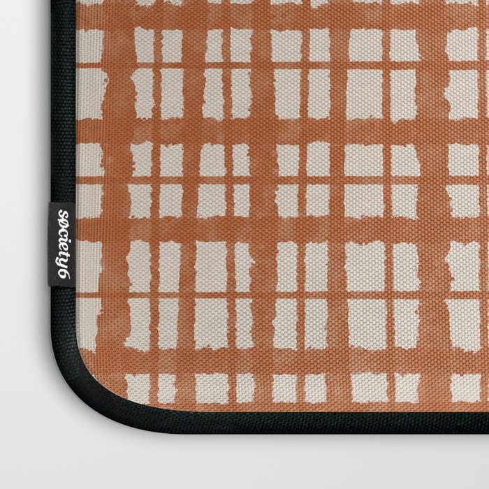 Retro Watercolor Plaid Painted Stripe Pattern in Clay and Putty Laptop Sleeve Gallery Image 3