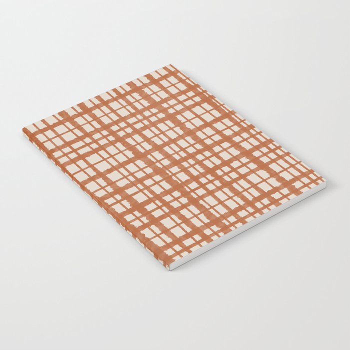 Retro Watercolor Plaid Painted Stripe Pattern in Clay and Putty Notebook Gallery Image 2
