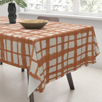 Retro Watercolor Plaid Painted Stripe Pattern in Clay and Putty Tablecloth Gallery Image 3