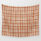 Retro Watercolor Plaid Painted Stripe Pattern in Clay and Putty Wall Tapestry Gallery Image 4