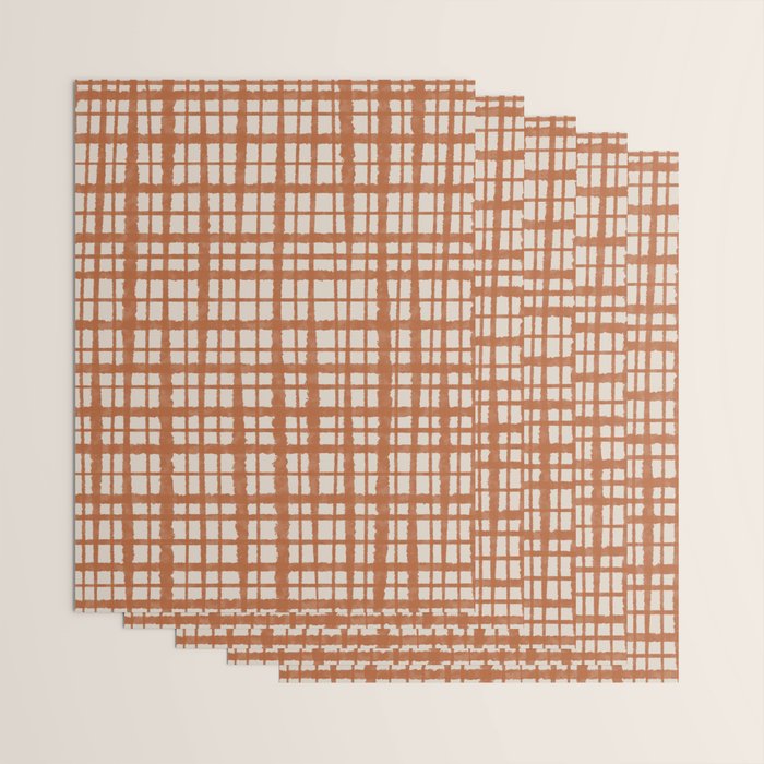 Retro Watercolor Plaid Painted Stripe Pattern in Clay and Putty Wrapping Paper Gallery Image 3