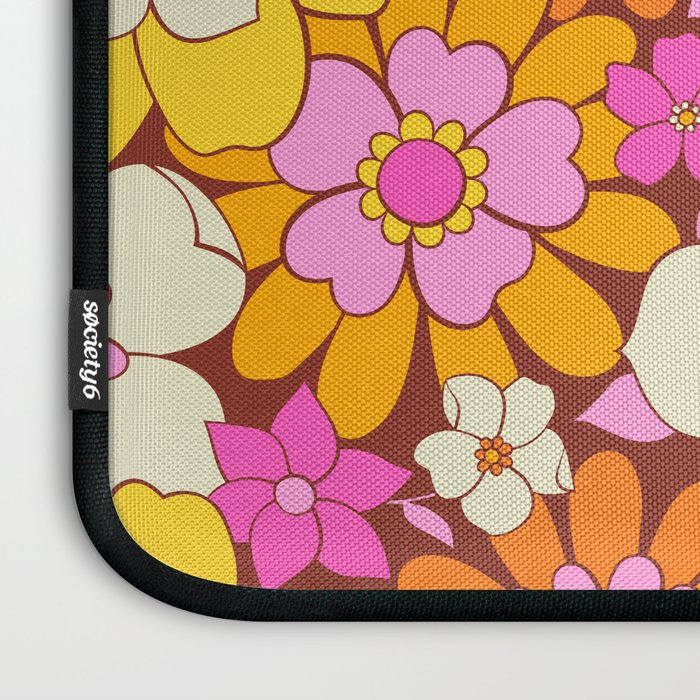 Vintage hand drawn flower art pattern Laptop Sleeve Gallery Image 3