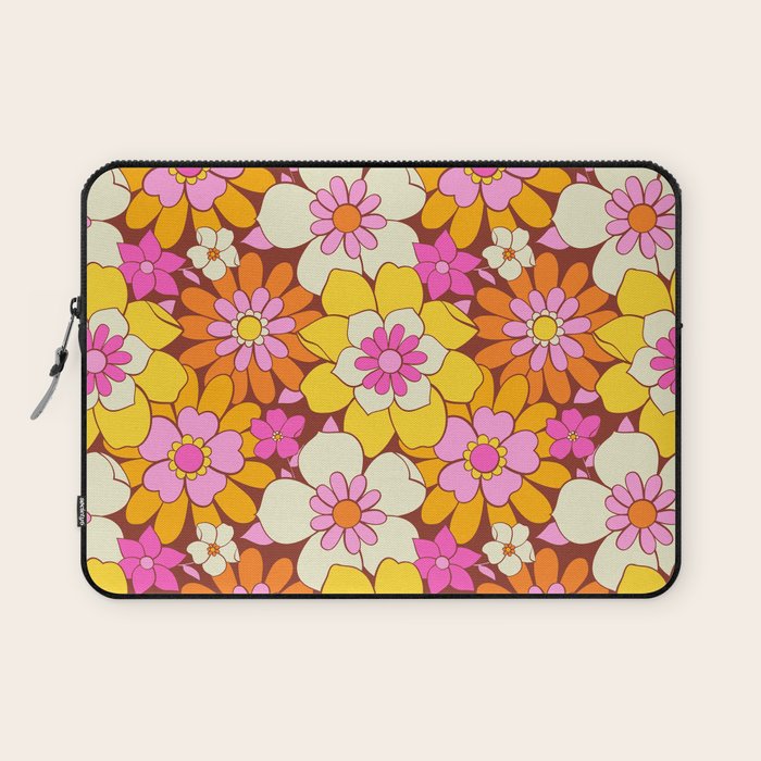Vintage hand drawn flower art pattern Laptop Sleeve Gallery Image 1