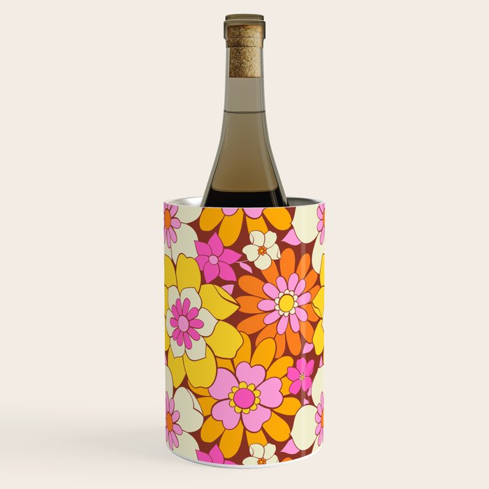 Vintage hand drawn flower art pattern Wine Chiller Gallery Image 2