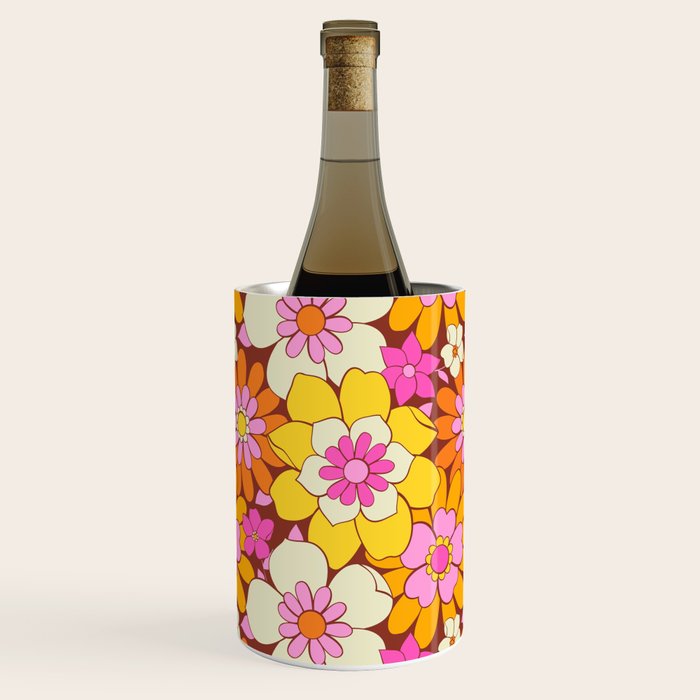 Vintage hand drawn flower art pattern Wine Chiller Gallery Image 1