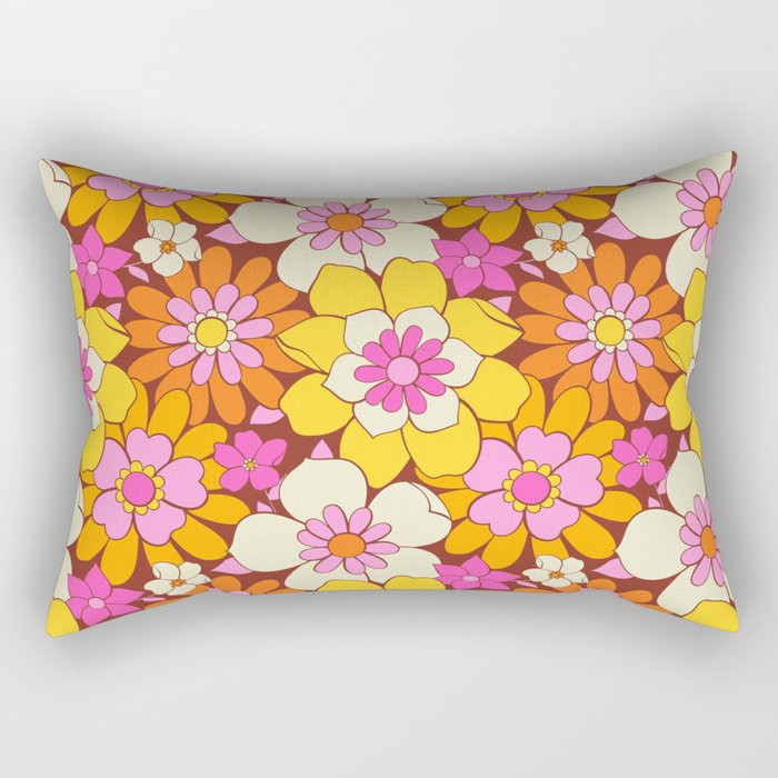 Vintage hand drawn flower art pattern Rectangular Pillow Gallery Image 1