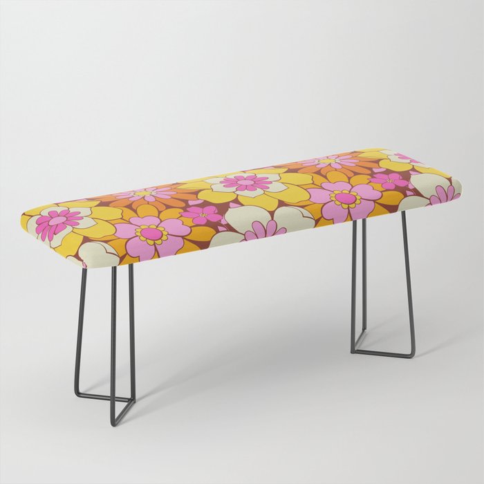 Vintage hand drawn flower art pattern Bench Gallery Image 1