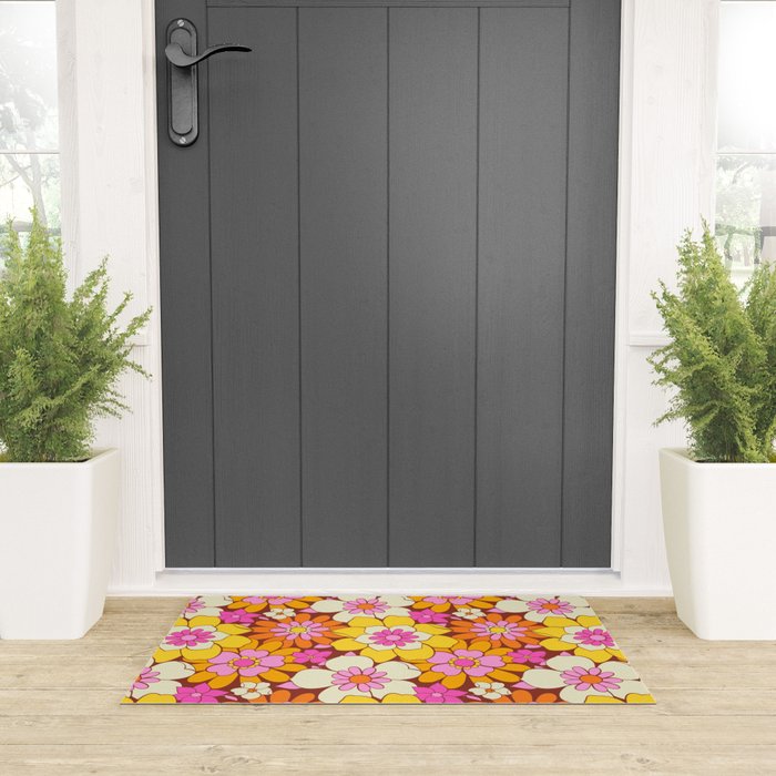 Vintage hand drawn flower art pattern Welcome Mat Gallery Image 3