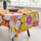 Vintage hand drawn flower art pattern Tablecloth Gallery Image 3