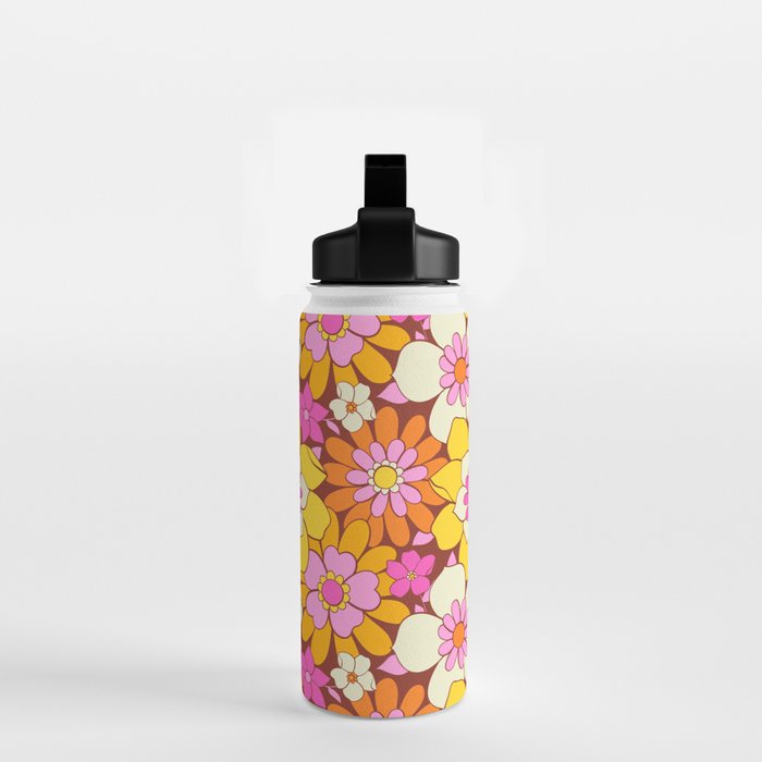 Vintage hand drawn flower art pattern Water Bottle Gallery Image 2