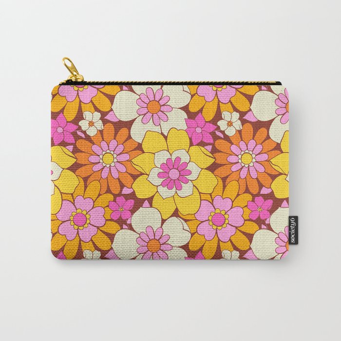Vintage hand drawn flower art pattern Carry All Pouch Gallery Image 1