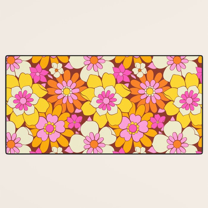 Vintage hand drawn flower art pattern Desk Mat Gallery Image 3