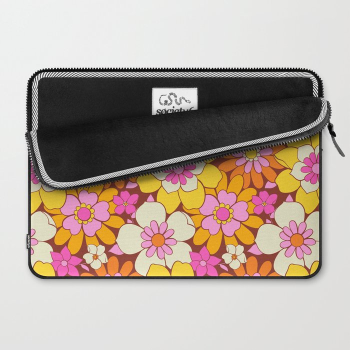 Vintage hand drawn flower art pattern Laptop Sleeve Gallery Image 2