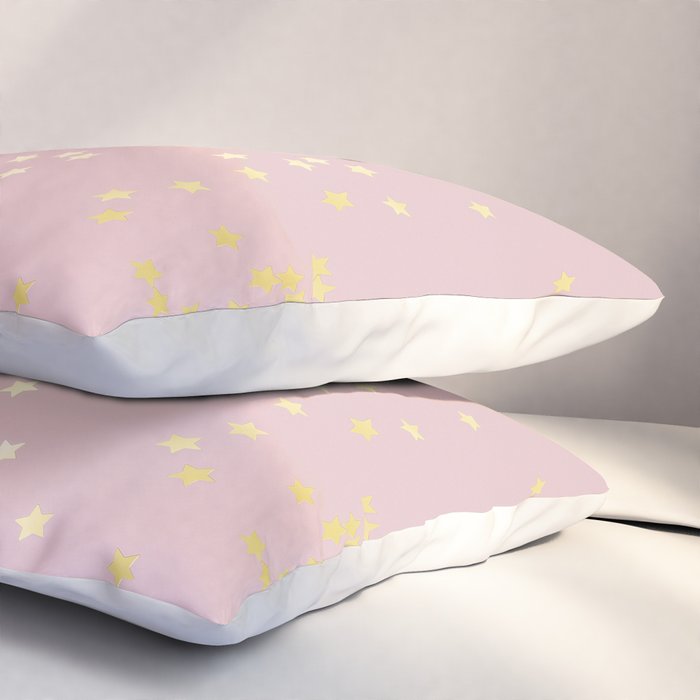 Pink and Gold Stars Pillow Sham Gallery Image 3