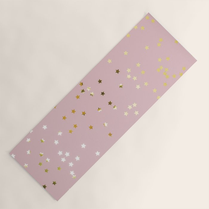 Pink and Gold Stars Yoga Mat Gallery Image 1