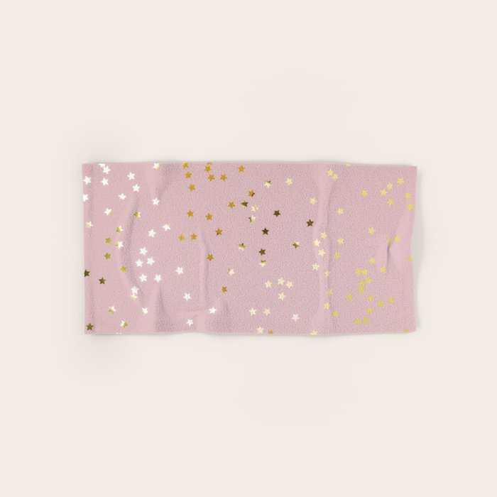 Pink and Gold Stars Bath Towel Gallery Image 1