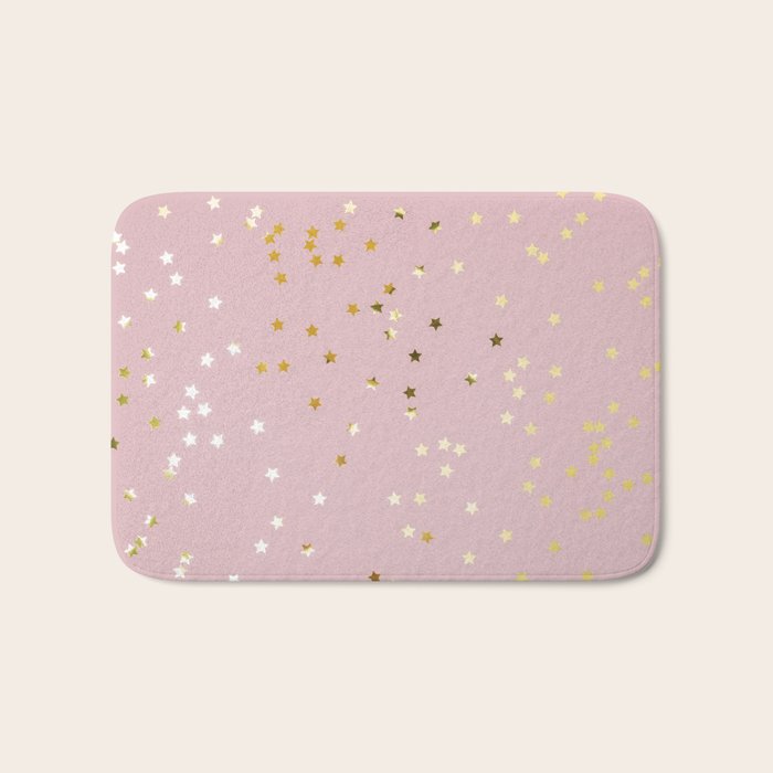 Pink and Gold Stars Bath Mat Gallery Image 1
